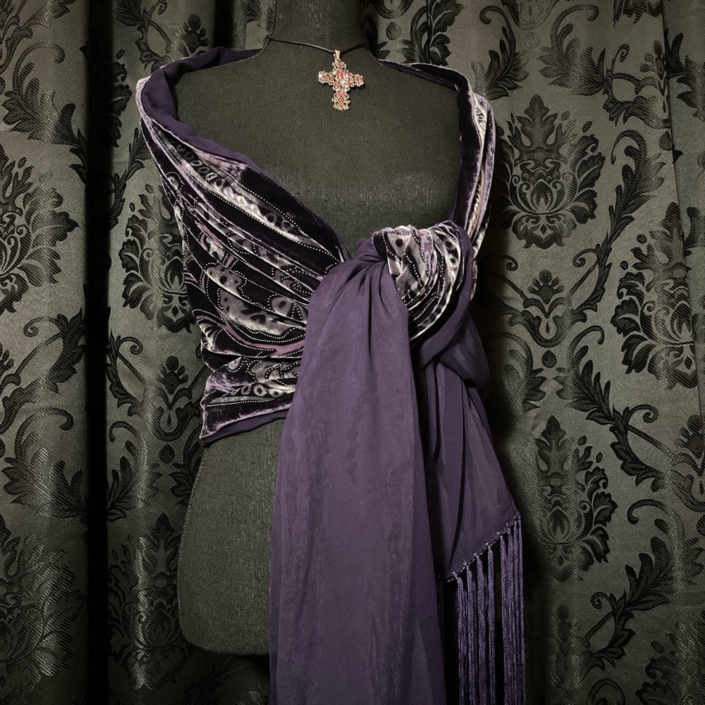 Vintage Purple Velvet Scarf